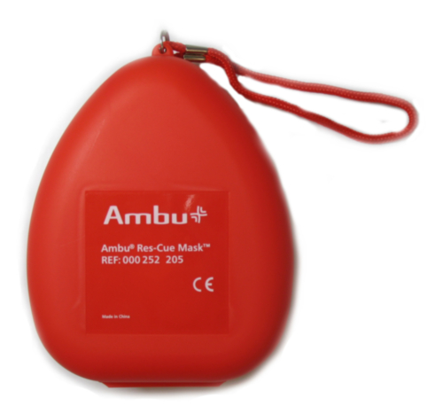 Máscara respiratória Ambu com entrada de O2, estojo rígido, 5 peças