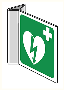 AED-pictogram op bord haaks 15x15cm